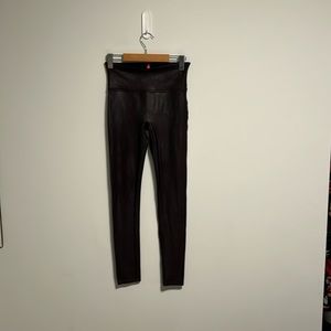 Spanx leggings, Brown leather-look size medium